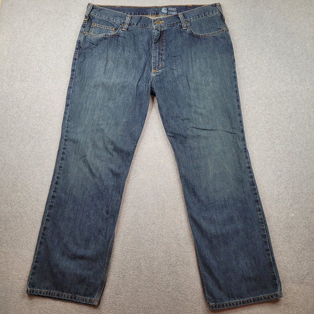 Carhartt Relaxed Straight Jeans Mens 40x30 Blue Denim Workwear B320 WTB